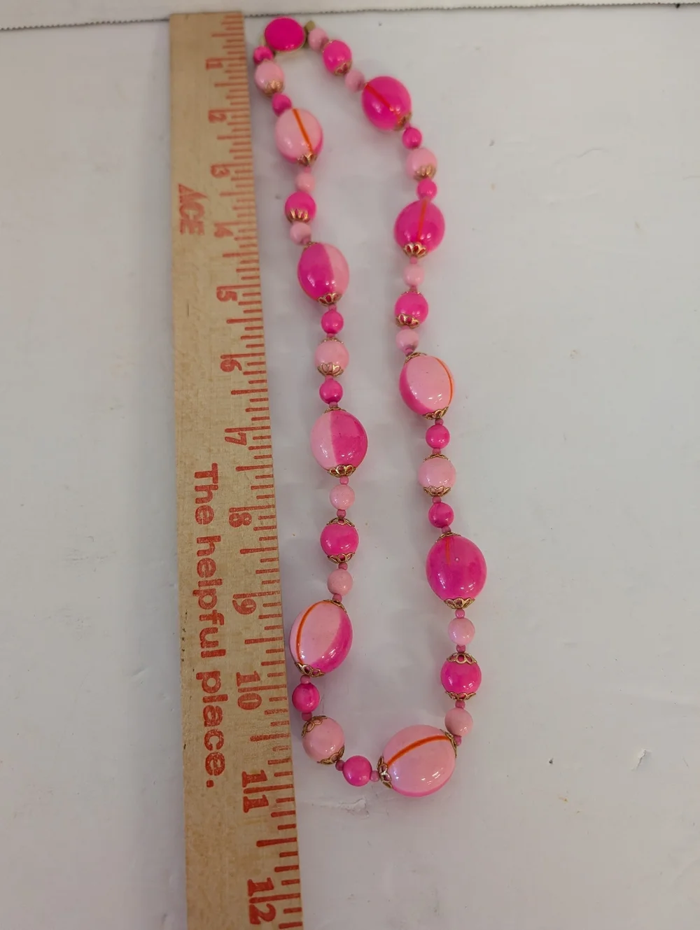 Vintage 1960 Hot Pink Two-Row Statement Beaded Necklace - Women Jewelry - Picture 4 of 4
